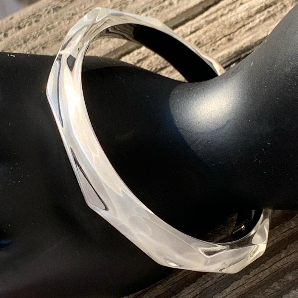 Alexis Bittar faceted silver frosted bangle bracelet.